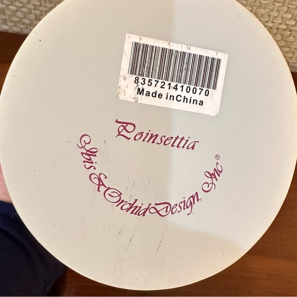 🎄🌟2xHP🌟VTG 2000s Poinsettia Bonded Marble Table Vase Hand-Painted Ibis & Orchid - Picture 12 of 12